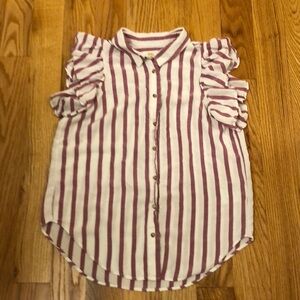 Maeve for Anthropologie Pink Striped Button Down Shirt Size XS